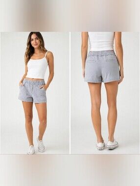 Thread & Supply Gray Pull On Cotton Blend Casual Utility Shorts Elastic Waist XS